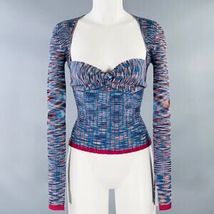 JONATHAN SIMKHAI S Vesna Multi Color Viscose Blend Knit Twist Front Casual Top